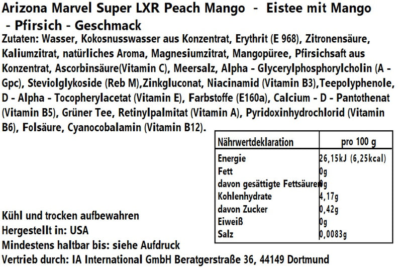 Arizona Marvel Super LXR Peach Mango 473ml