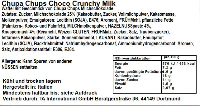 Chupa Chups Choco Crunchy Milk 27g