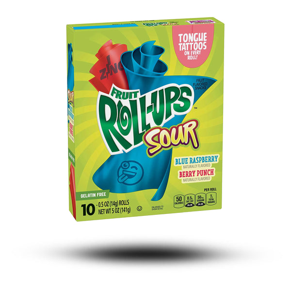 Fruit Roll-Ups Sour Blue Razzberry & Berry Punch 141g