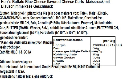 Herrs Buffalo Blue Cheese Curls 113g