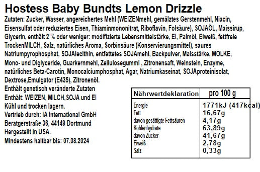 Hostess Baby Bundts Lemon Drizzle 71g