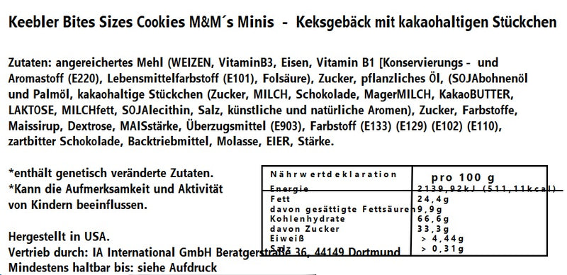Keebler M&M's Bite Size Cookies 45g
