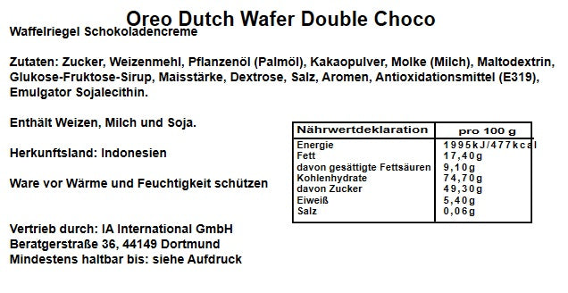 Oreo Dutch Wafer Double Choco 117g