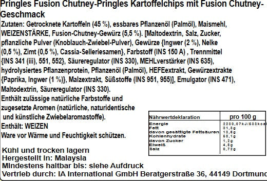 Pringles Fusion Chutney 156g