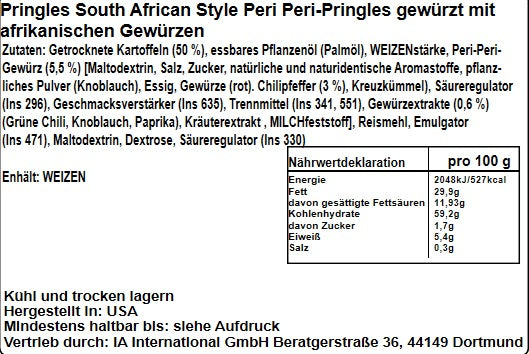 Pringles South African Style Peri Peri 107g