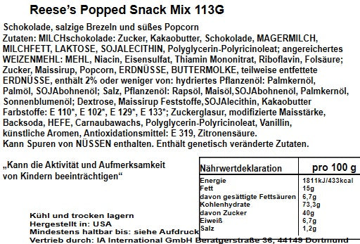 Reeses Popped Snack Mix 113g