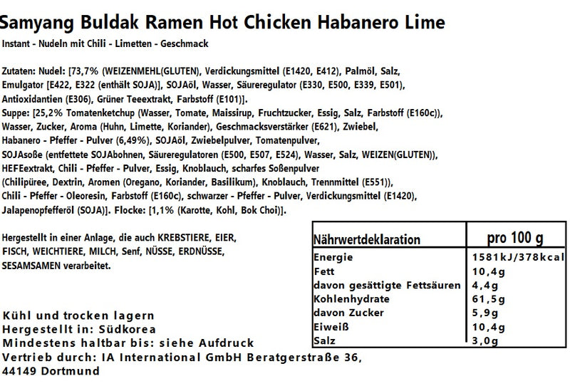 Samyang Buldak Habanero Lime 675g