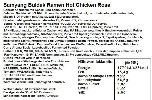 Samyang Buldak Ramen Hot Chicken Rosé 140g