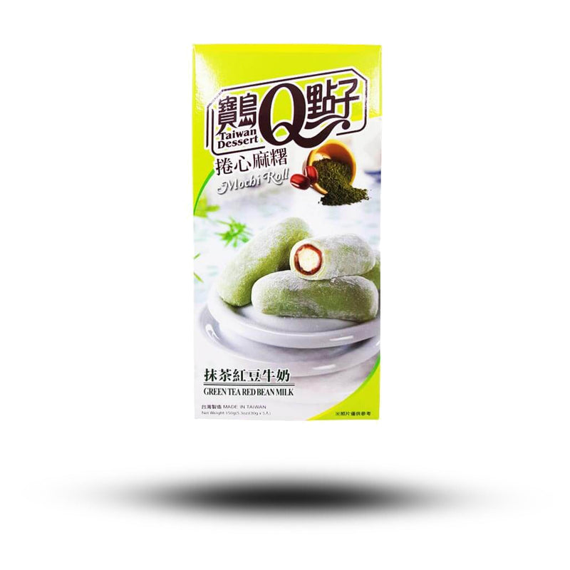 TaiwanDesserts Green Tea Red Bean Mochi Roll 150g