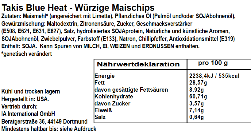 Takis Blue Heat 92,3g Halal ⭐️