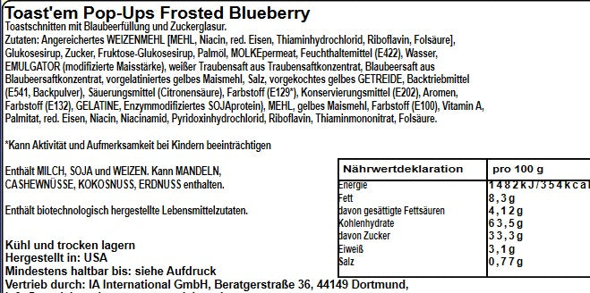 Toast'em Frosted Blueberry 288g