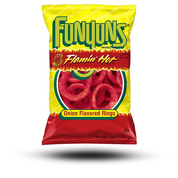 Süßigkeiten aus aller Welt, amerikanische Süßigkeiten, internationale Süßigkeiten, Süßigkeiten bestellen, Sweets online, amerikanische Cereals, amerikanische Cornflakes, Funnyuns Flamin Hot Onion Flavored Rings