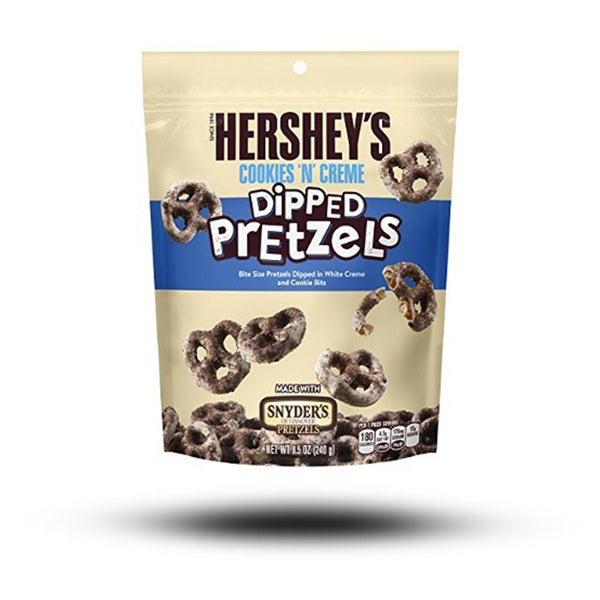 Süßigkeiten aus aller Welt, amerikanische Süßigkeiten, internationale Süßigkeiten, Süßigkeiten bestellen, Sweets online, Schokolade aus aller Welt, American Sweets, Hersheys Cookies 'N' Creme Dipped Pretzels